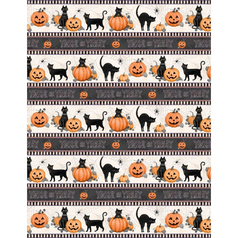 Meow-gical Night Repeating Stripe 44" fabric by Wilmington, 96473-289