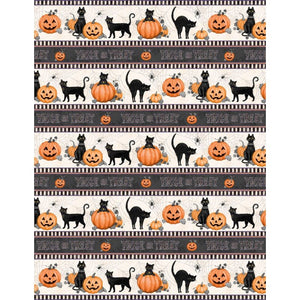 Meow-gical Night Repeating Stripe 44" fabric by Wilmington, 96473-289