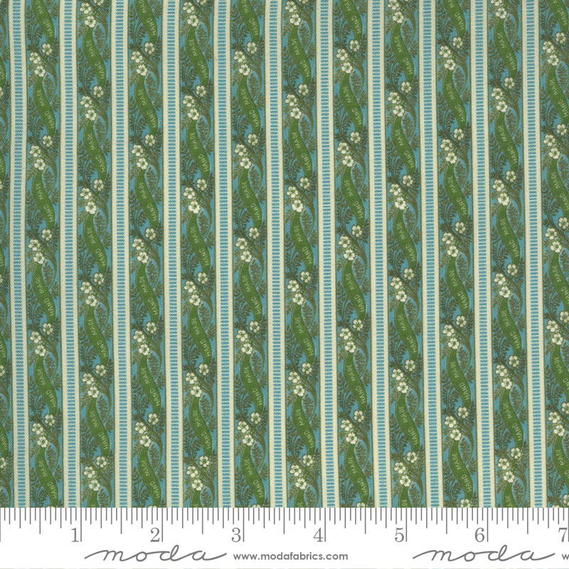 Moda Flea Market Fresh Hand Made Stripes Aqua Fabric by Moda, 7375 14