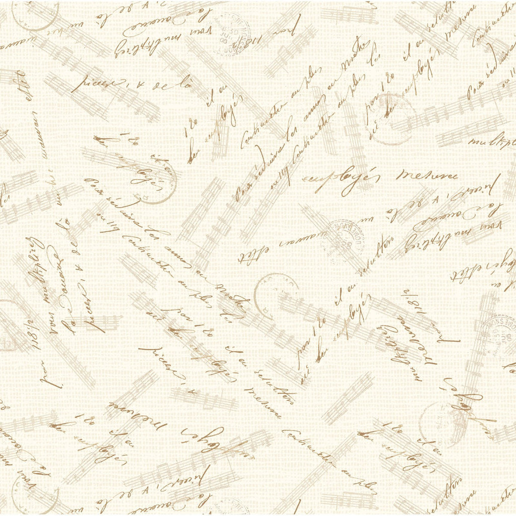 Holiday Writing Neutral 44" fabric by P&B Textiles, Poho-04441-MU