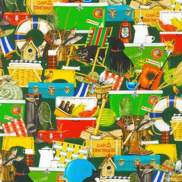 Lake House camping 44" fabric by Kaufman, AMKD-21160-267, Adventure