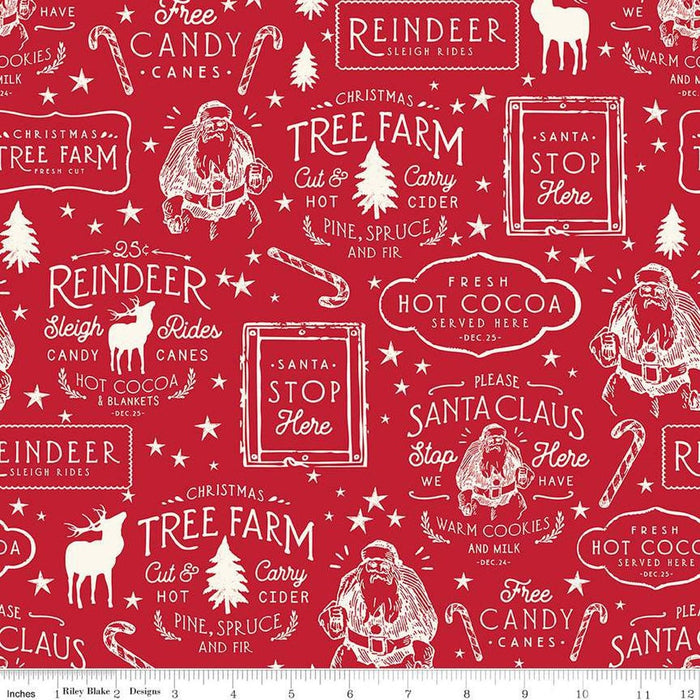 Red Old Fashioned Christmas Icons 108" fabric by Riley Blake, WB12381