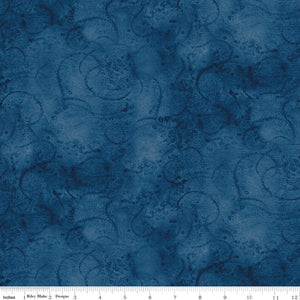Ultra Marine Blue Watercolor Swirl 108" fabric by Riley Blake, WB680-Ultra Marine