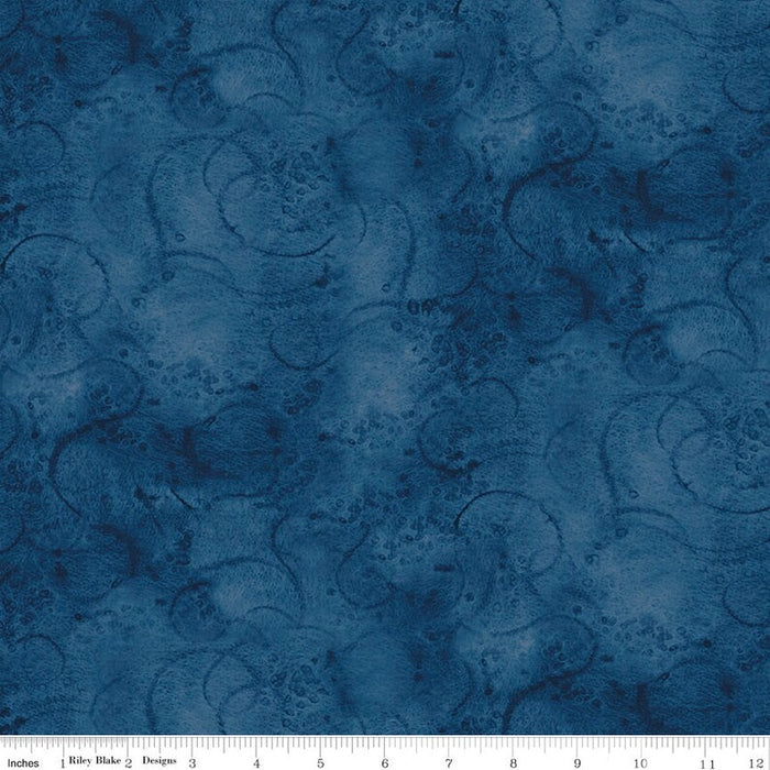 Ultra Marine Blue Watercolor Swirl 108" fabric by Riley Blake, WB680-Ultra Marine