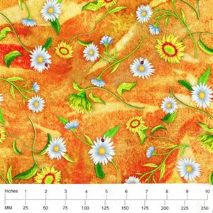 Yellow Flower Jewels 44" fabric by P&B, 04264