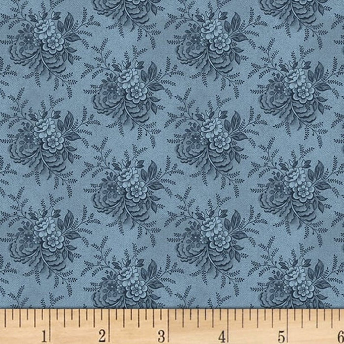 Blue Tossed Floral Reproduction 108" fabric by Washington Street Studio, 05043