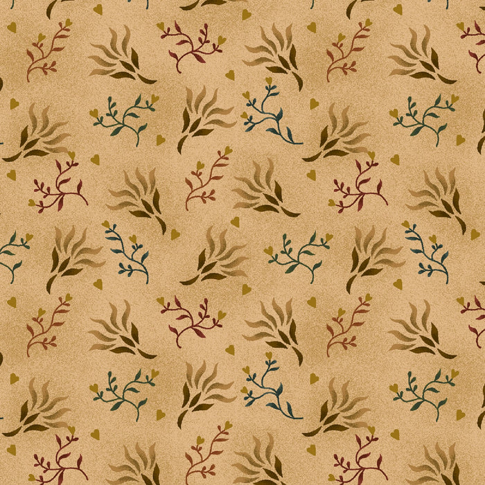 Beige Seaweed plants 108" quilt fabric, Kim Diehl, Henry Glass, 0894-44