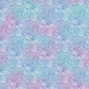 White, Blue and Purple Mottled Opulence 108" fabric by Benartex, 10230W-09
