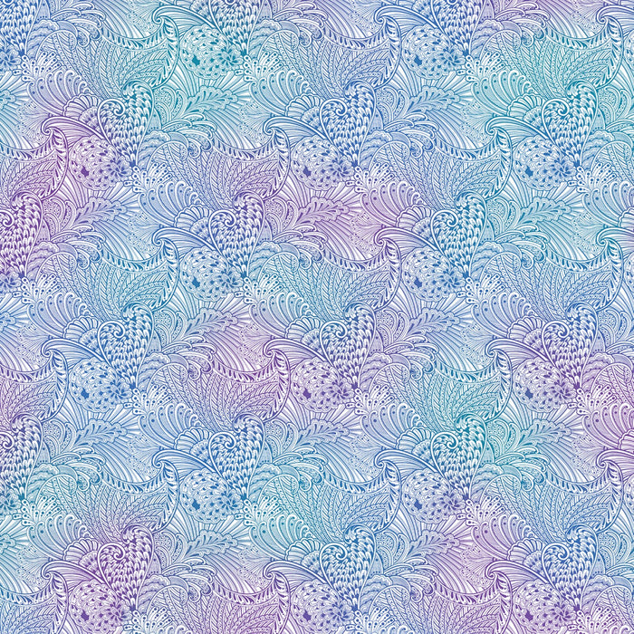 White, Blue and Purple Mottled Opulence 108" fabric by Benartex, 10230W-09