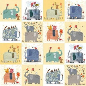 Yellow Elephant Joy 42" x 18" Panel by Contempo, 10410-33