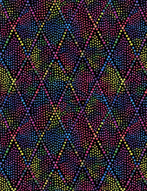 Black with Multi color Diamond Dots 108" fabric by Wilmington,  2088-954