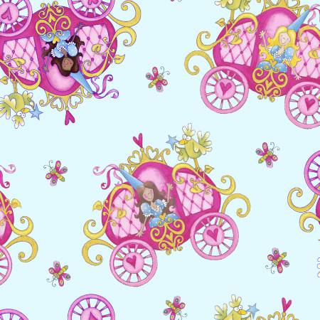 Princess Carriages 44" fabric by Henry Glass, 123-72, Once Upon a Time