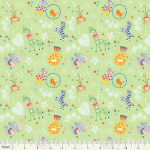 Big Top Animals mint green, 44" quilt fabric, Blend Fabrics, 123.106.04.2, Storytime
