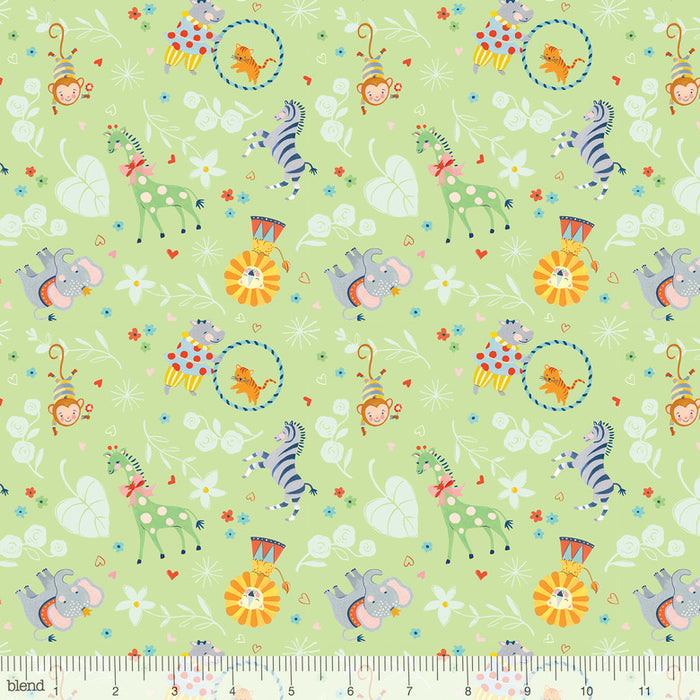 Big Top Animals mint green, 44" quilt fabric, Blend Fabrics, 123.106.04.2, Storytime