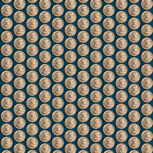 Dark Teal Coins 44" fabric by Benartex, 12320-83, Votes for Women