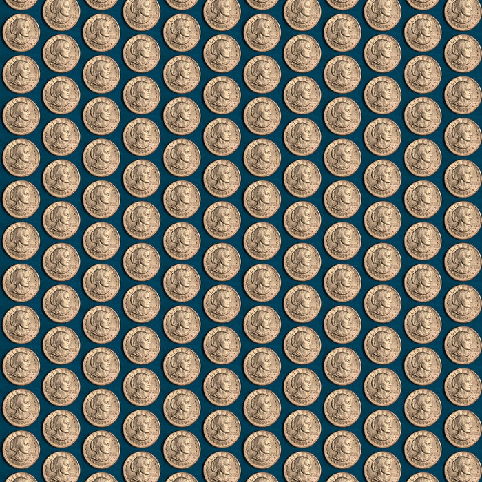 Dark Teal Coins 44" fabric by Benartex, 12320-83, Votes for Women