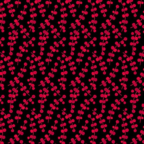 Red and Black berries on a vine 44" fabric by Blank Quilting, 1284-99