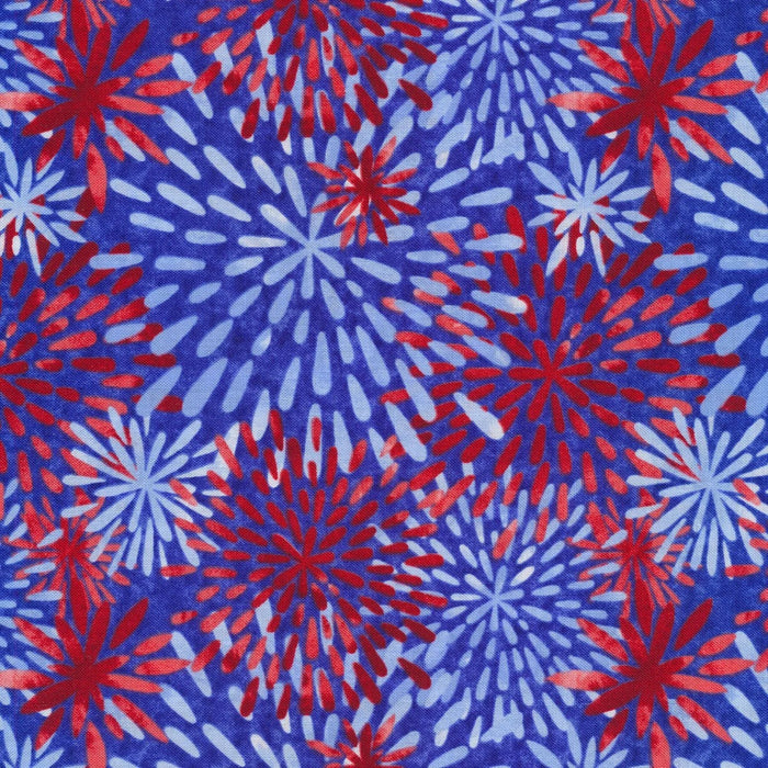 Blue Patriotic Fireworks 44" fabric by Blank Quilting, 1477-75, One Land, One Flag