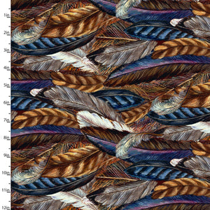 Feathers 44" digital fabric by 3 wishes, 16486-Brn