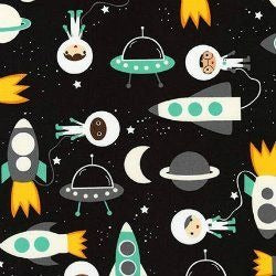 Astronauts and spaceships 44" fabric by Kaufman, AAK-16661-32, Space Exploration