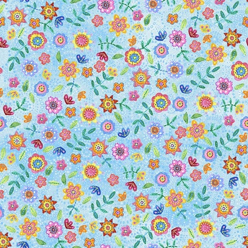 Light Blue Ditzy Floral 44" fabric by Blank Quilting, 1693-70, Loca Linda II