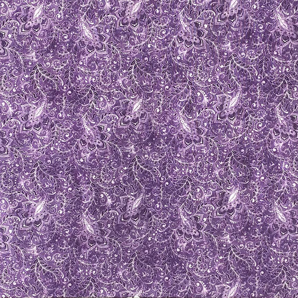 Amethyst Purple Floral and Vines 118" fabric by Oasis Fabrics, 18-40107, Shadows