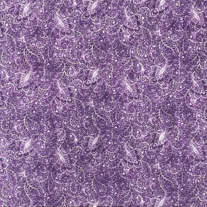 Amethyst Purple Floral and Vines 118" fabric by Oasis Fabrics, 18-40107, Shadows