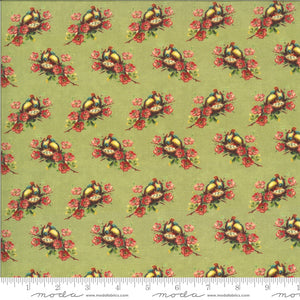 Pistachio Green Birds nest 44" fabric, Moda, 7355 14D, Flea Market