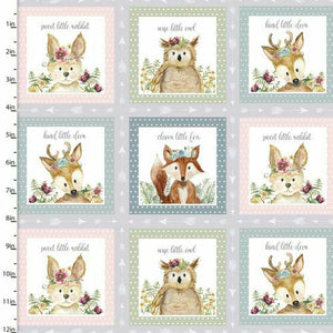 Forest Friends Sweet Little Animals 24" Patch Block Panel by 3 Wishes, 18672-Mlt