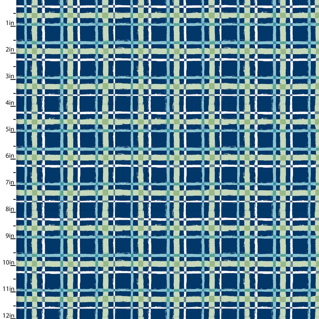 Forest Friends Navy Plaid 44" fabric by 3 wishes, 18678-navy