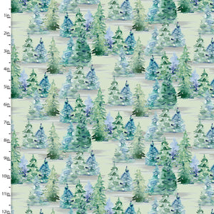 Green Trees 44" fabric by 3 wishes, 18679-grn, Forest Friends