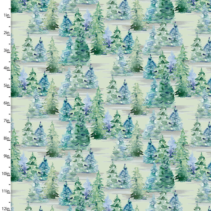 Green Trees 44" fabric by 3 wishes, 18679-grn, Forest Friends