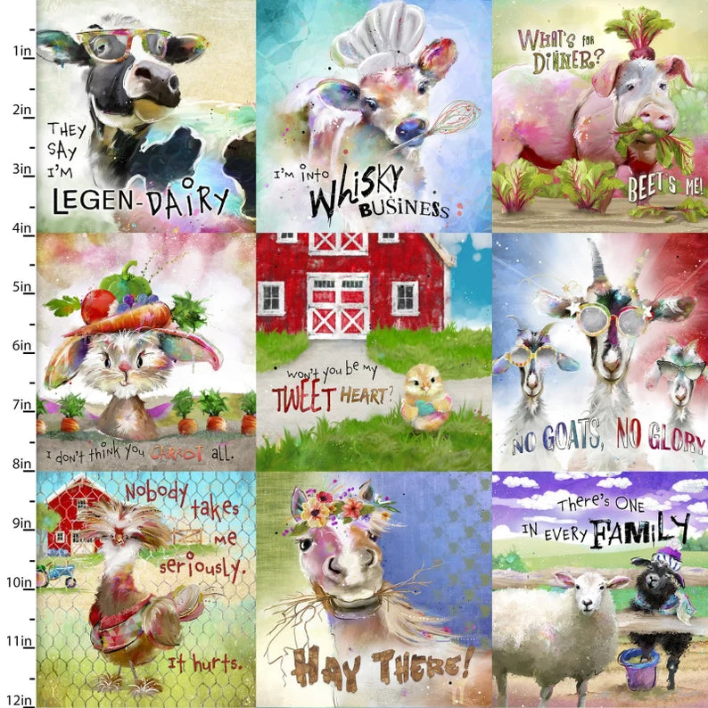 Funny Farm Animals 24" panel by 3 wishes, Welcome to the Funny Farm by Connie Haley, 18731-mlt