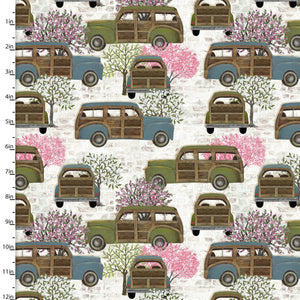 Touch of Spring White Wagoneer 44" fabric by 3 wishes, 18747-wht