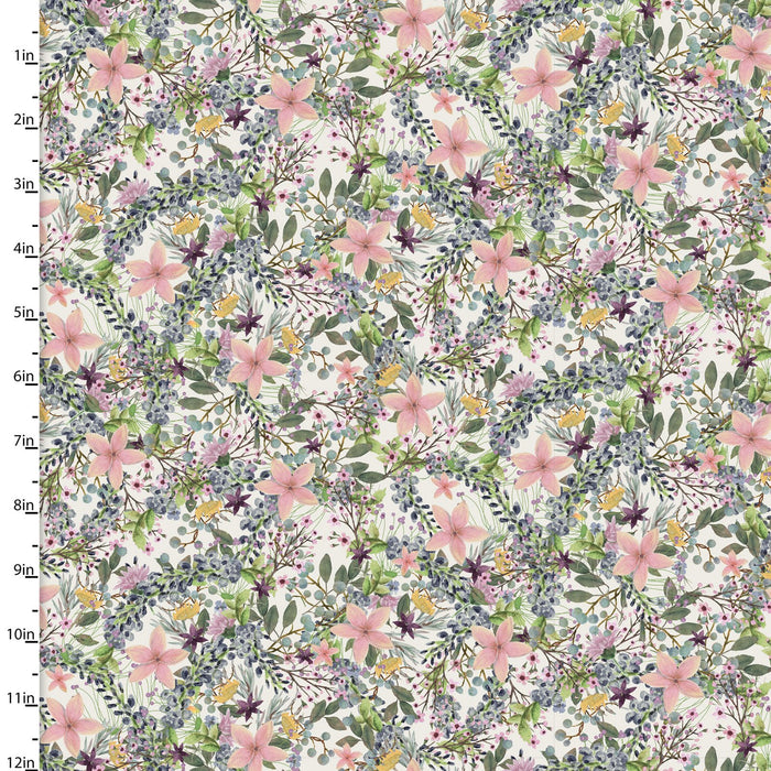 Touch of Spring Flowers 44" fabric by 3 wishes, 18749-mlt