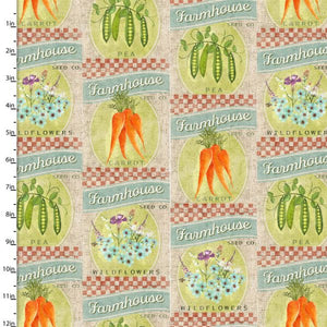 Touch of Spring Seed Packets 44" fabric by 3 wishes, 18753-bge