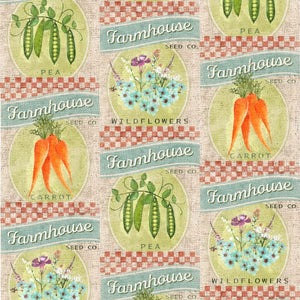 Touch of Spring Seed Packets 44" fabric by 3 wishes, 18753-bge