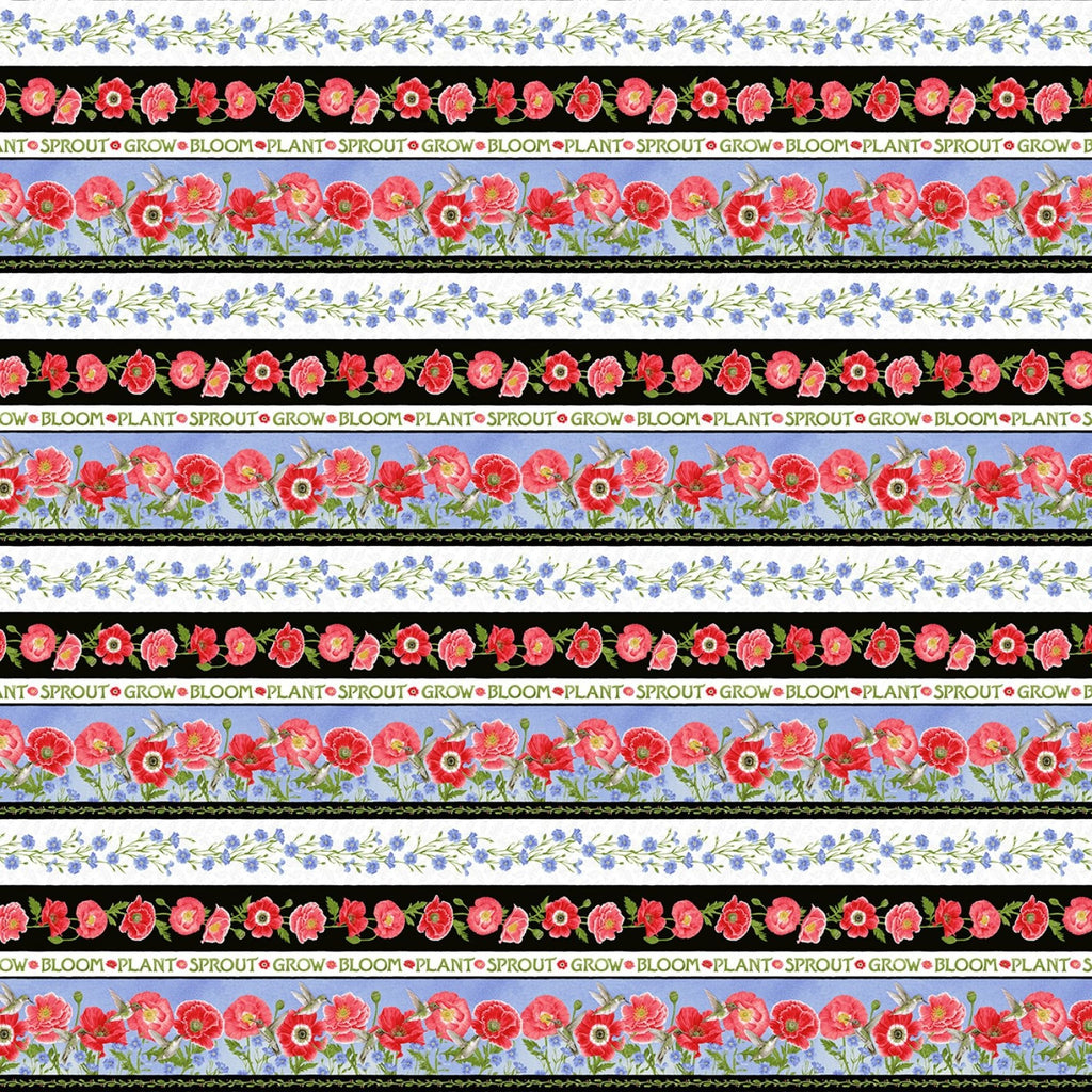 Poppy Perfection Stripe 44" fabric by Henry Glass, 1889-89