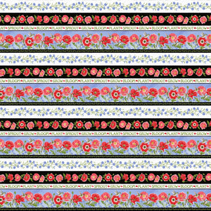 Poppy Perfection Stripe 44" fabric by Henry Glass, 1889-89