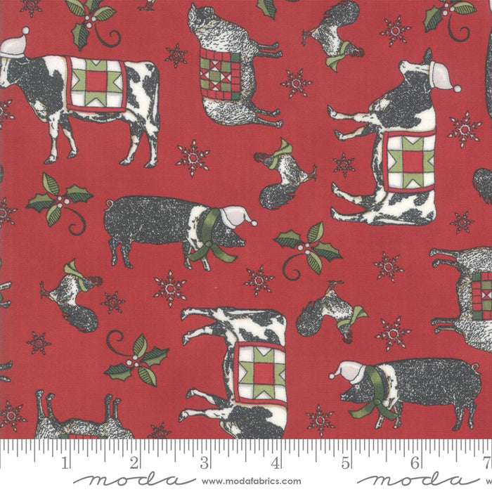 Farm Animals, Red background, 44" fabric, Moda, 19941 13, Homegrown Holidays