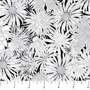 Black & White Floral 44" fabric by Northcott,  21801-99