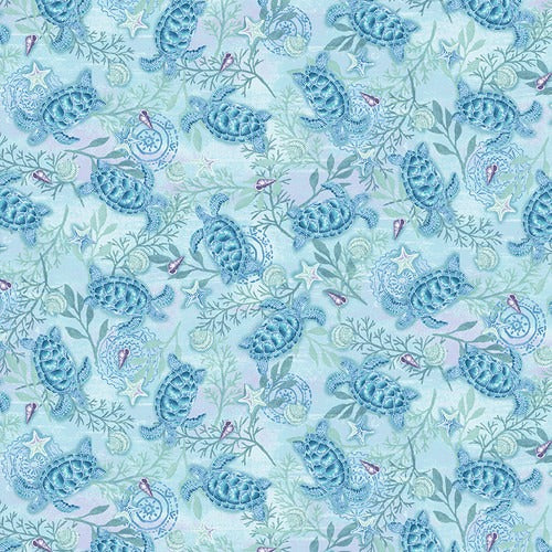 Lt. Blue Turtles 44" fabric by Henry Glass, Salt & Sea, 2219-11
