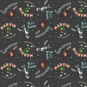 Charcoal Looney Tunes Retro Characters 44" fabric by Camelot, 23600160-3, Looney Tunes 2