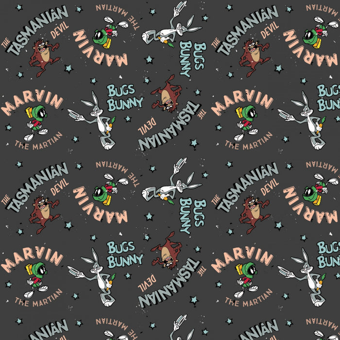 Charcoal Looney Tunes Retro Characters 44" fabric by Camelot, 23600160-3, Looney Tunes 2