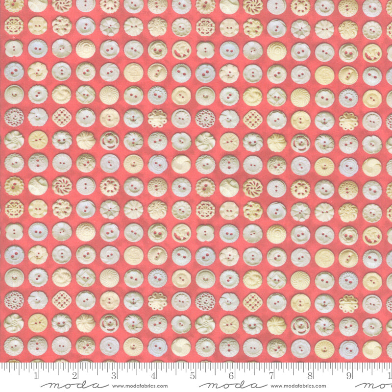 Rhubarb Cream Buttons 44" fabric, Moda, 7356 23D, Flea Market