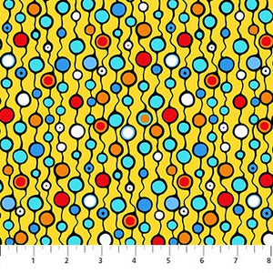 Dots Multi Yellow 44" fabric by Northcott, 24728-52, Healing Waters