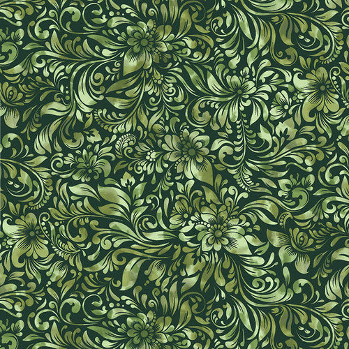 Green Watercolor Textured Floral 118" fabric by Blank Quilting, 2601-66, Allure