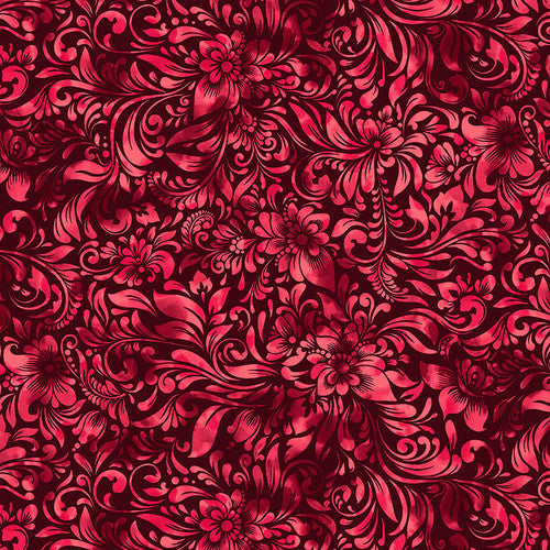 Red Watercolor Textured Floral 118" fabric by Blank Quilting, 2601-88, Allure