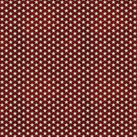 Beige stars on burgundy red 44" fabric by Benartex, 02606-10, Many Stars Red