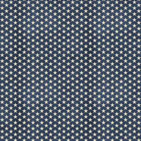 Beige stars on blue 44" fabric by Benartex, 02606-55, Many Stars Blue